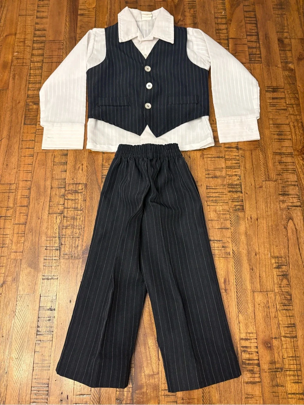 Vintage Happy Fella Toddler Boys Vest Shirt Pants Suit Set
